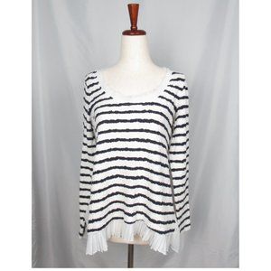 Anthropologie Postmark Striped Textured Sweater Top Black White Striped Medium